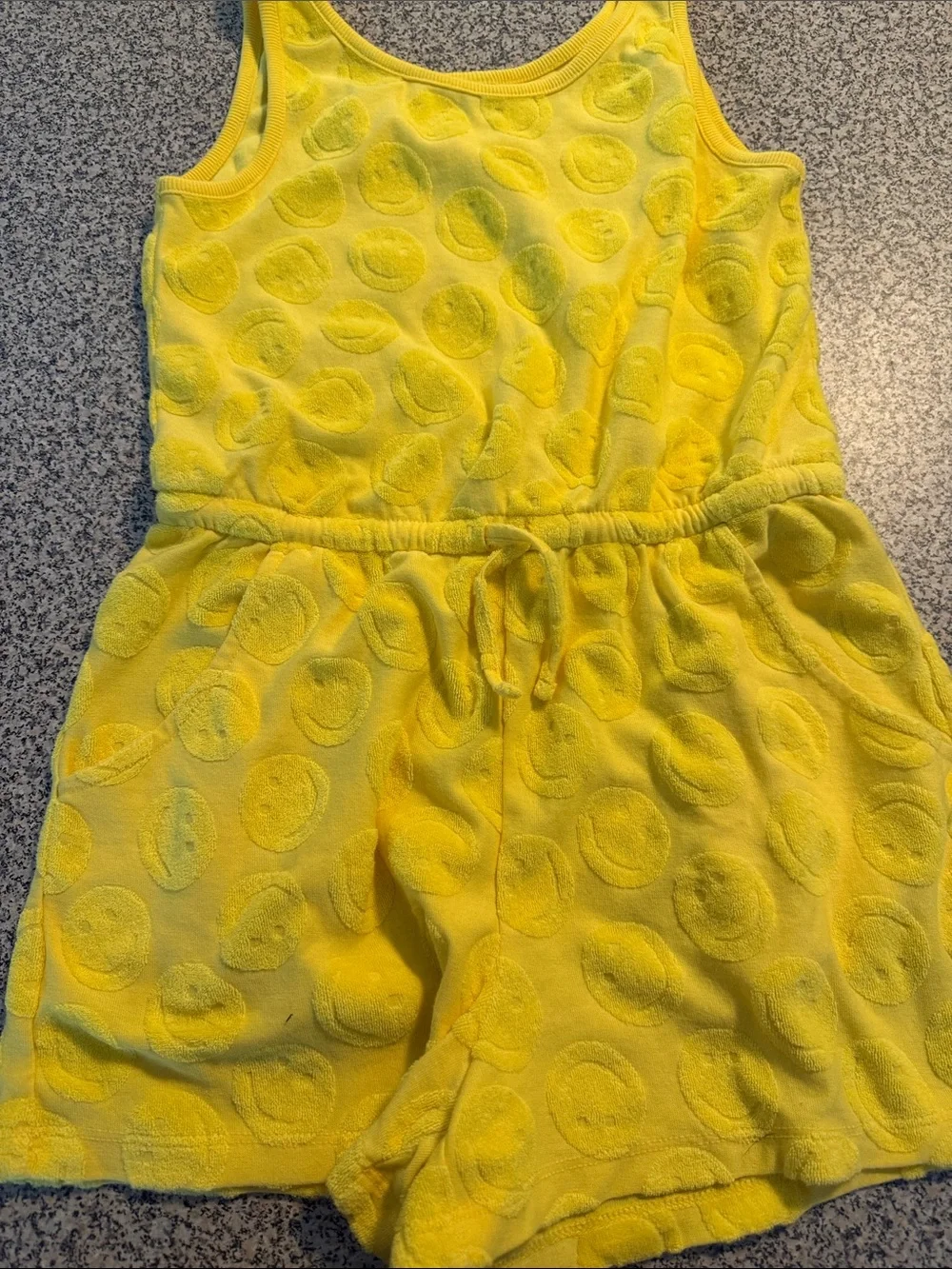 Old Navy Kids Yellow Terry Romper - Soft Polka Dot Design 10/12
